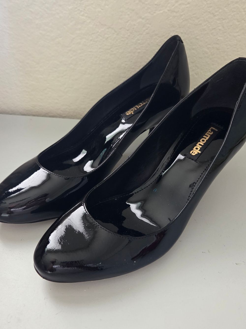 Larroude  Black Patent Leather High-Heel Pumps - Picture 2 of 6